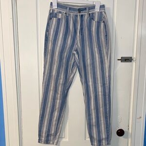 American Eagle Outfitters Blue and White Striped Relaxed Jeans